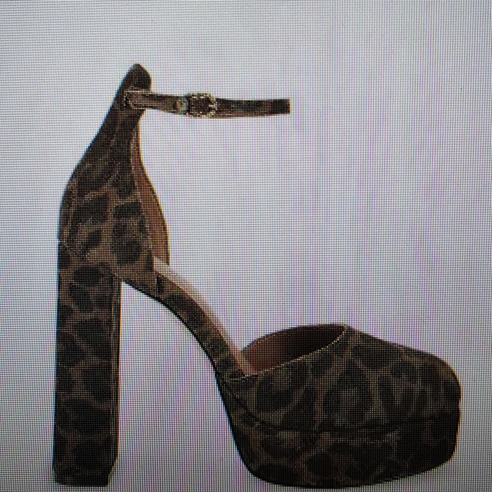 Kurt Geiger Leopard Print Platform Block Heels with Ankle Strap